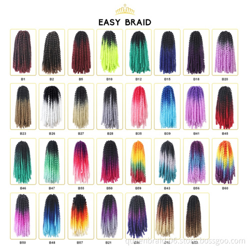 Factory Outlet Crochet Braid Bomb Twist Braid Crochet Hair Ombre Color Synthetic Fluffy Hair Extension Spring Twist Crochet Hair